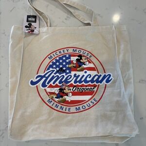 Primark Mickey and Minnie Americana‎ Reusable Canvas Tote NWT